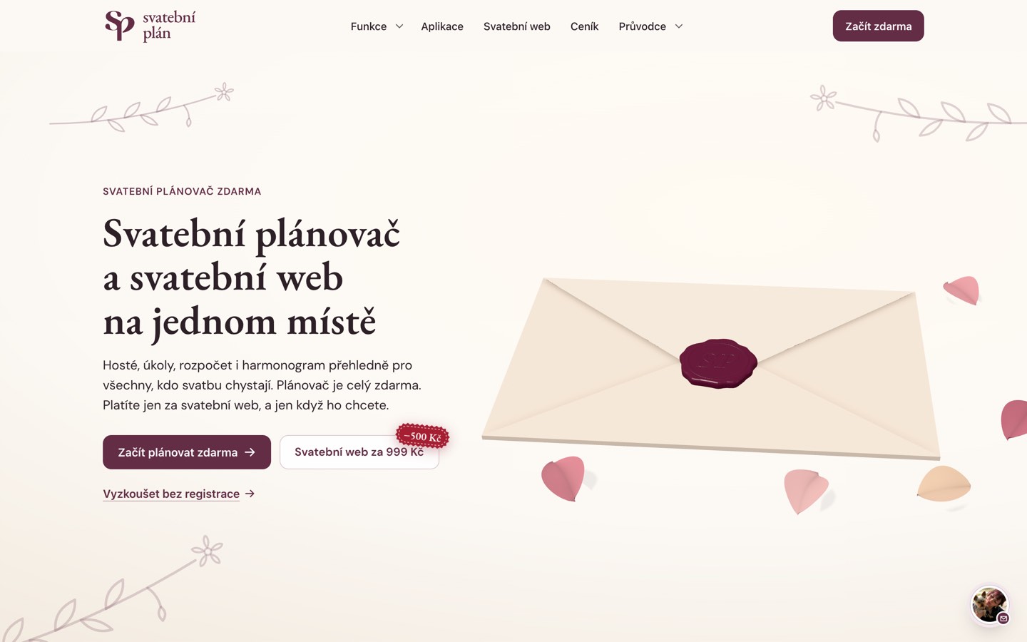 Svatební plán homepage: a free wedding planner and a wedding website in one place.