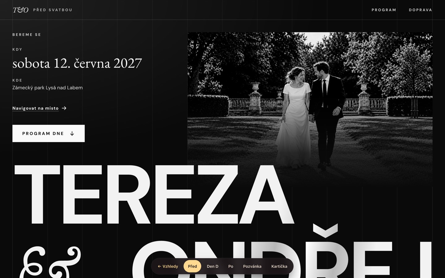 Wedding website in the Monochrom theme