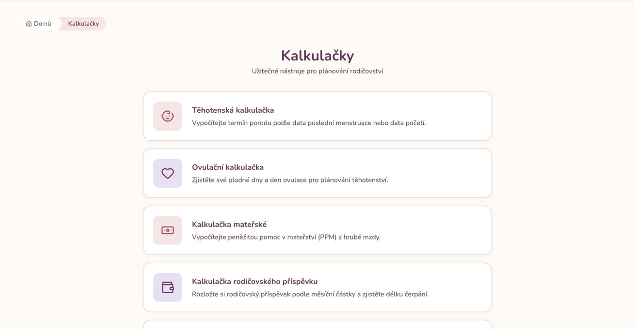 Vítej Baby practical parenting calculators